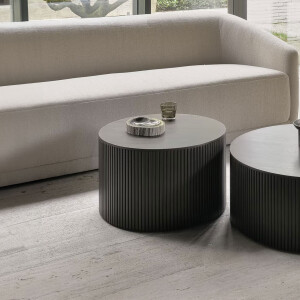 Ethnicraft Ronde Salontafel 'Roller Max' Gevernist Mahoniehout, 60cm, kleur Donkerbruin