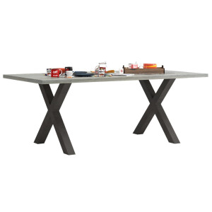 Eettafel Baxter X poot 170x100 cm grijs eiken met antraciet