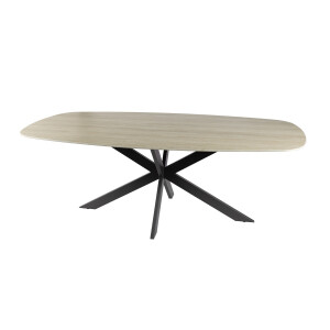 Eettafel Romano Cross deens ovaal 215 cm 3D keramiek travertin