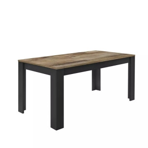Eettafel Basic 180x90 cm zwart met eiken