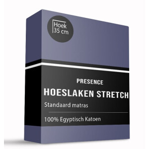 Hoeslaken - Egyptisch Katoen Stretch - Navy - 90x200 cm - Blauw - Presence - Dekbed-Discounter.nl