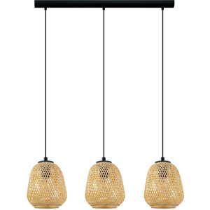 EGLO Hanglamp Dembleby Hanglamp vintage, ecru, Hygge, houten vlechtwerk, E27, Ø 20 cm