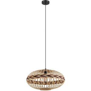 EGLO Hanglamp Dondarrion Houtkorf gevlochten, naturel, bruin, vintage, Hygge, Boho, 1 fitting