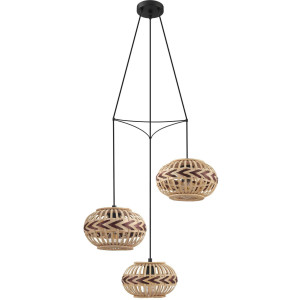 EGLO Hanglamp Dondarrion Houtkorf gevlochten, naturel, bruin, vintage, Hygge, Boho, 1 fitting