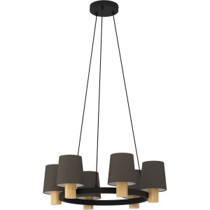 EGLO Hanglamp EDALE Hanglamp in zwart en bruin van staal, hout - excl. E27 - 40W (1 stuk)