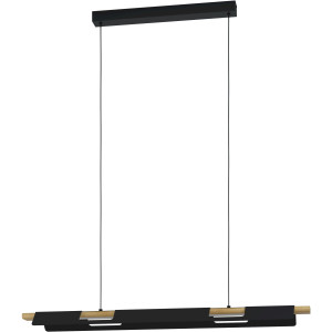 EGLO Hanglamp ERMUA Hanglamp in zwart en bruin van staal, hout - 27W - warmwit (1 stuk)