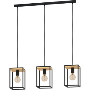 EGLO Hanglamp LIBERTAD Hanglamp in zwart en bruin van staal, hout - excl. E27 - 40W (1 stuk)