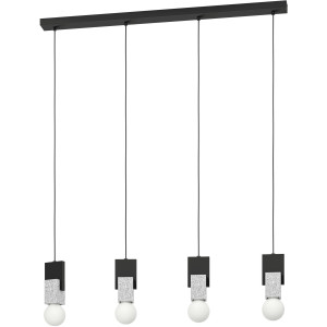 EGLO Hanglamp LOBATIA Hanglamp in zwart van staal, hout - excl. E27 - 40W (1 stuk)