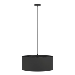EGLO Hanglamp MASERLO 1 Vintage hanglamp van staal en textiel in zwart, E27 fitting, Ø 53 cm (1 stuk)