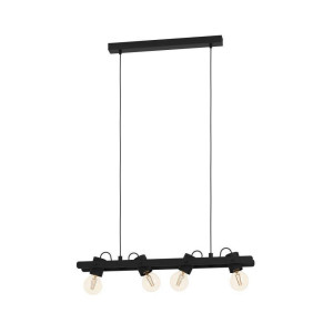 EGLO Hanglamp PLIMSOLL Hanglamp, hout en metaal in zwart, FSC100PA, E27 fitting (1 stuk)