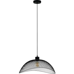 EGLO Hanglamp Pompeya Metalen kap gevlochten, zwart, vintage, Hygge, Boho, 1 fitting