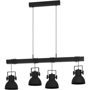 EGLO Hanglamp SHIREBROOK Hanglamp in zwart van staal, hout - excl. E27 - 40W (1 stuk)