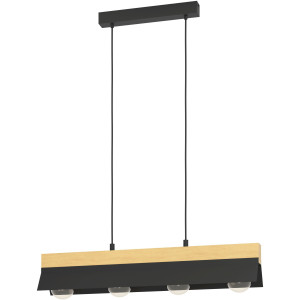 EGLO Hanglamp TARRAFO Hanglamp in zwart en bruin van staal, hout - excl. E27 - 40W (1 stuk)