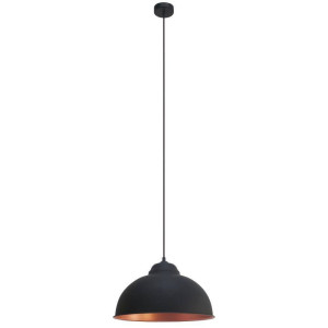 EGLO Hanglamp TRURO 2 Vintage hanglamp van staal, zwart, koper, E27 fitting, Ø 37 cm (1 stuk)