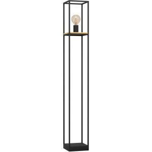 EGLO Staande lamp LIBERTAD Vloerlamp in zwart en bruin van staal, hout - excl. E27- 1X40W (1 stuk)