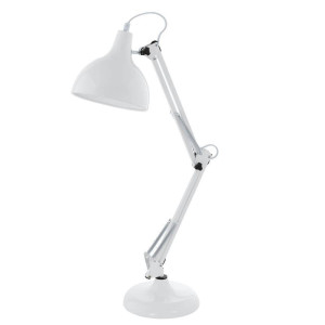EGLO Tafellamp BORGILLIO Vintage bureau lamp, staal in wit, retro, E27, incl. schakelaar (1 stuk)