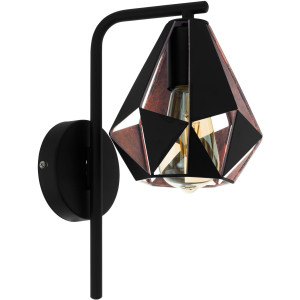EGLO Wandlamp CARLTON 4 Vintage wandlamp, staal, zwart, koperkleurig-antiek, fitting: E27