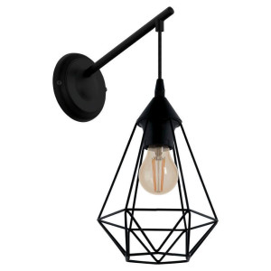EGLO Wandlamp TARBES Vintage wandlamp, retro, staal, zwart, E27 (1 stuk)