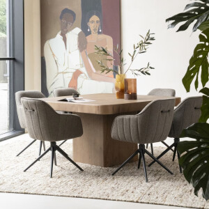 Eleonora Vierkante Eettafel 'Harmonie' Eiken, 140 x 140cm, kleur Bruin