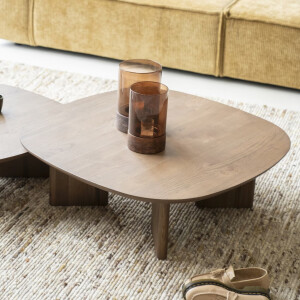 Eleonora Salontafel 'Stef' Eiken, 100 x 100cm, kleur Bruin