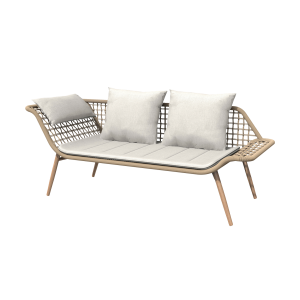 Eliana rotan tuinbank naturel - met beige zitkussens