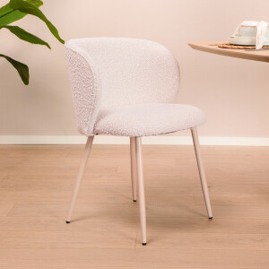 Light & Living Eetkamerstoel 'Elyna' Bouclé, kleur Crème