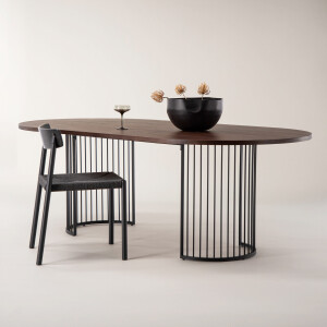 Nohr Ovale Eettafel 'Emmauel' Walnoot MDF, 220 x 110cm