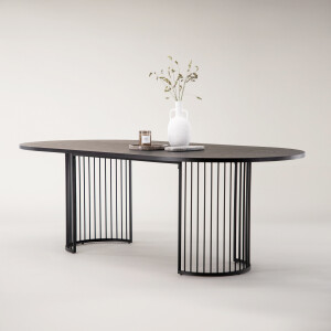 Nohr Ovale Eettafel 'Emmauel' MDF, 220 x 110cm, kleur Zwart