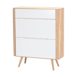 Ena shoe cabinet houten schoenenkast whitewash - 90 x 110 cm