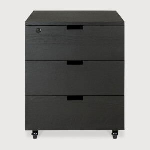 Ethnicraft Ladekast 'Billy' Gevernist Eikenhout, Met 3 laden, kleur Zwart