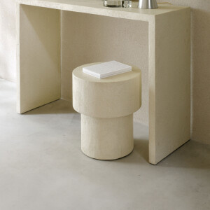 Ethnicraft Ronde Bijzettafel 'Elements' Microcement, 41cm, kleur Off White