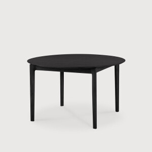 Ethnicraft Uitschuifbare Ronde Eettafel 'Bok' Gevernist Eikenhout, 129/179 x 129cm, kleur Zwart