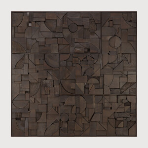 Ethnicraft Wandpaneel 'Bricks' Teakhout, 100 x 100cm, kleur Donkerbruin