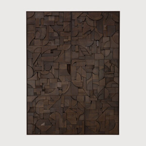 Ethnicraft Wandpaneel 'Bricks' Teakhout, 90 x 120cm, kleur Donkerbruin