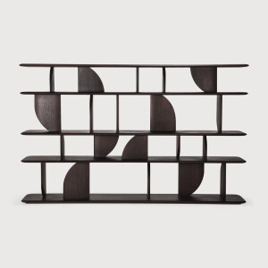 Ethnicraft Wandrek 'Geometric' Gevernist Teakhout, 130 x 210cm, kleur Donkerbruin