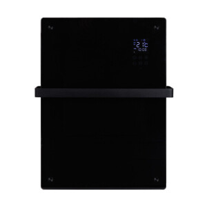 Eurom Alutherm Convectorkachel - 67.1x43.8cm - IP24 - 800watt - wifi - wand- Verticaal - metaal/glas zwart mat 361247