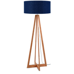 Good&Mojo Vloerlamp 'Everest' Bamboe en Eco linnen, kleur Denimblauw