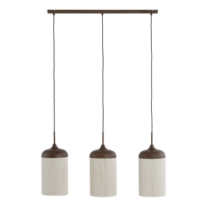 Light & Living Hanglamp 'Dania' Houtlook en touw, 3-lamps, kleur Donkerbruin