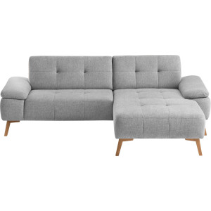 exxpo - sofa fashion Hoekbank Sassari, L-vorm scandinavisch design, stiksels in de zitting, comfortabele armleuningen, houten poten