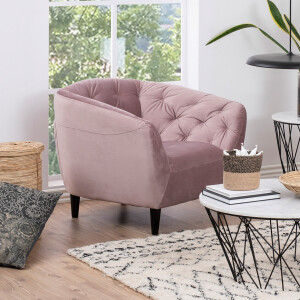 Fauteuil 'Loes' Velvet, kleur roze