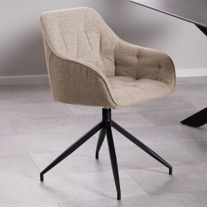 Bendt Draaibare Eetkamerstoel 'Loren' Bouclé, kleur Beige