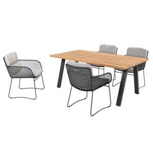 Taste by 4 Seasons Diningset Ambassador Aprilla Antraciet 5-delig Teak 180 x 100 cm