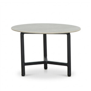 Logan koffietafel | sintered stone + aluminium | Marble Grey | 50cm rond