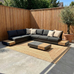 Verona hoek loungeset met all weather kussens 6 personen | aluminium + teakhout | antraciet | 4-delig - 339x269cm