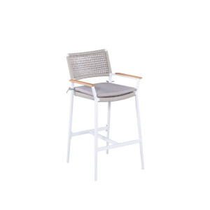 Sandro dining barstoel | touw + aluminium | wit