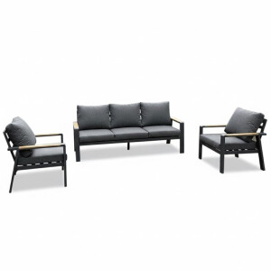 Lola stoel-bank loungeset 5 personen | aluminium + polywood | antraciet | 3-delig