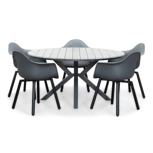 Cervo Grey/Montreux dining tuinset | 5 personen | polywood + kunststof | 144cm rond