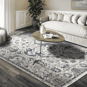 Vloerkleed Emmanuel - Creme/Blauw maat: 280x200cm - materiaal: Polypropyleen - Dekbed-Discounter.nl