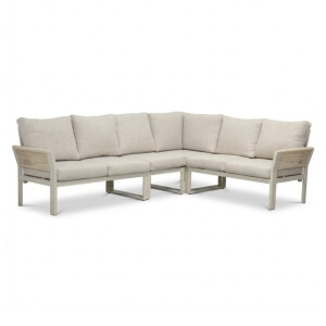Venezia hoek loungeset 6 personen | aluminium + touw | beige | 4-delig - 267x207cm