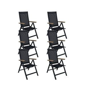 Norali dining tuinstoel verstelbaar set van 6 | textileen + aluminium | antraciet